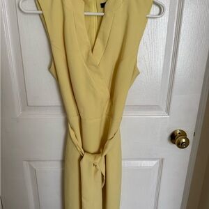 Trendyol Pale Yellow Sleeveless Midi Wrap Dress